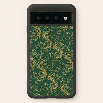 Green And Gold Dragon Pattern  - Dragon Patterns Phone Case for Google Pixel 7 Pro