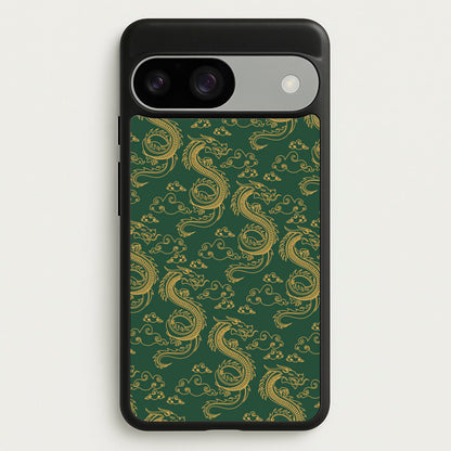 Green And Gold Dragon Pattern  - Dragon Patterns Phone Case for Google Pixel 9 / 9 Pro