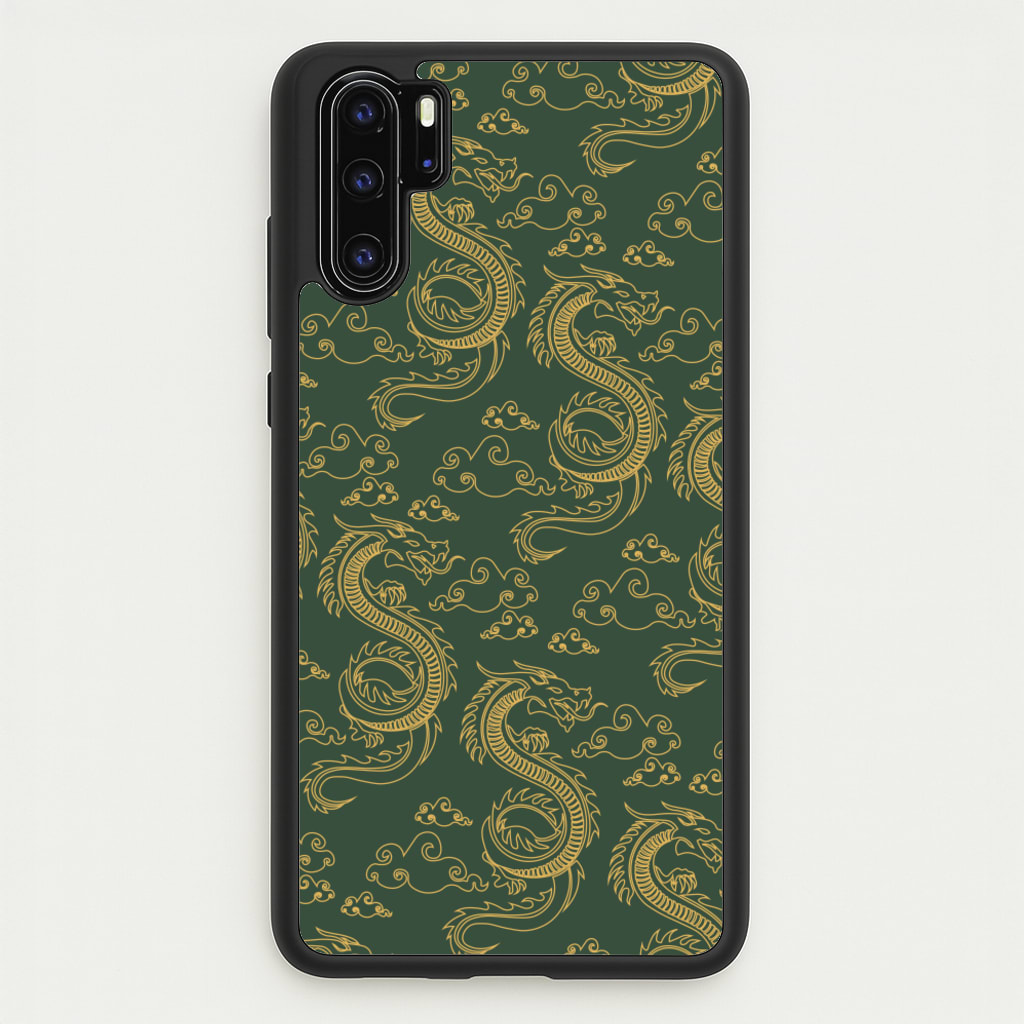 Green And Gold Dragon Pattern  - Dragon Patterns Phone Case for Huawei P30 Pro