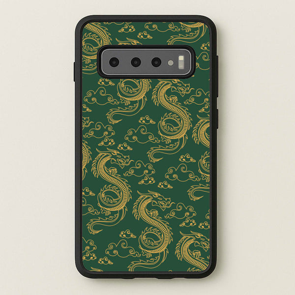 Green And Gold Dragon Pattern  - Dragon Patterns Phone Case for Galaxy S10