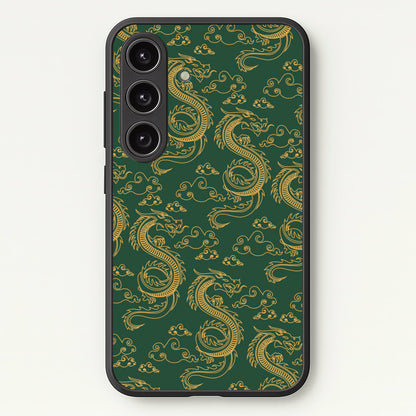 Green And Gold Dragon Pattern  - Dragon Patterns Phone Case for Galaxy S25 Plus