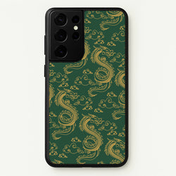 Green And Gold Dragon Pattern  - Dragon Patterns Phone Case for Galaxy S21 Ultra