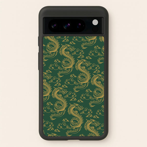 Green And Gold Dragon Pattern  - Dragon Patterns Phone Case for Google Pixel 8 Pro
