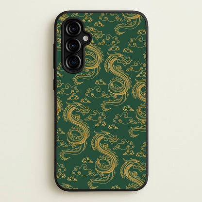 Green And Gold Dragon Pattern  - Dragon Patterns Phone Case for Galaxy A54