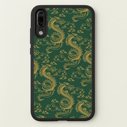 Green And Gold Dragon Pattern  - Dragon Patterns Phone Case for Huawei P20