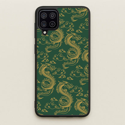 Green And Gold Dragon Pattern  - Dragon Patterns Phone Case for Galaxy A12