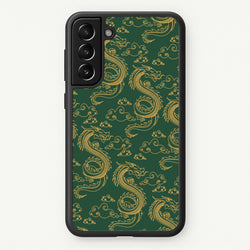 Green And Gold Dragon Pattern  - Dragon Patterns Phone Case for Galaxy S21FE