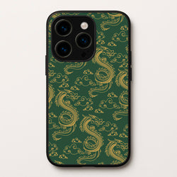 Green And Gold Dragon Pattern  - Dragon Patterns Phone Case for iPhone 15 Pro