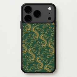 Green And Gold Dragon Pattern Phone Case for iPhone 17 Pro Max