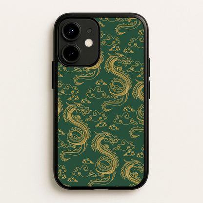 Green And Gold Dragon Pattern  - Dragon Patterns Phone Case for iPhone 12 Mini