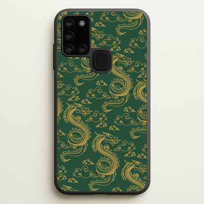 Green And Gold Dragon Pattern  - Dragon Patterns Phone Case for Galaxy A21s