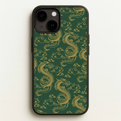 Green And Gold Dragon Pattern  - Dragon Patterns Phone Case for iPhone 13 Mini