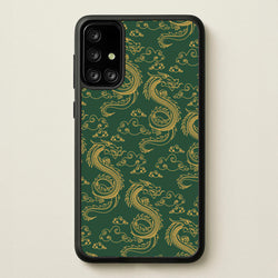 Green And Gold Dragon Pattern  - Dragon Patterns Phone Case for Galaxy A71