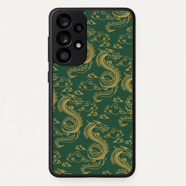 Green And Gold Dragon Pattern  - Dragon Patterns Phone Case for Galaxy A53