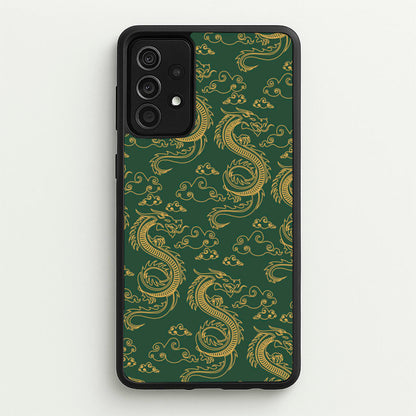 Green And Gold Dragon Pattern  - Dragon Patterns Phone Case for Galaxy A52 / A52s