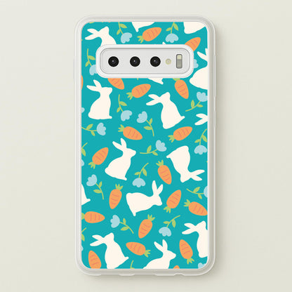 Bunnies And Carrots - Easter Patterns  - Easter Phone Case for Galaxy S10 Plus