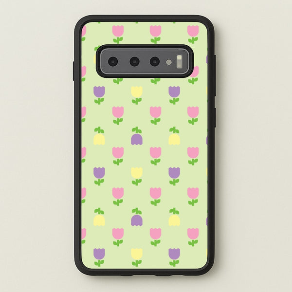 Pastel Tulips Pattern  - Easter Phone Case for Galaxy S10