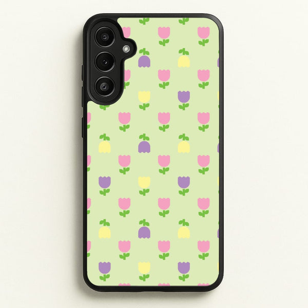 Pastel Tulips Pattern  - Easter Phone Case for Galaxy A34