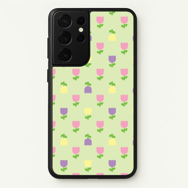 Pastel Tulips Pattern  - Easter Phone Case for Galaxy S21 Ultra