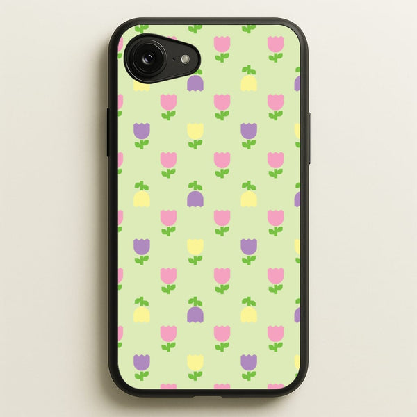 Pastel Tulips Pattern  - Easter Phone Case for iPhone 16e