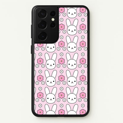 Bunnies And Flowers Pattern  - Easter Phone Case for Galaxy S21 Ultra