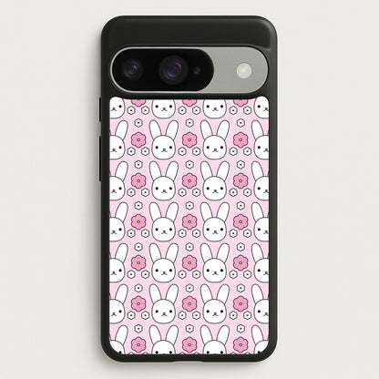 Bunnies And Flowers Pattern Phone Case for Google Pixel 10 / 10 Pro