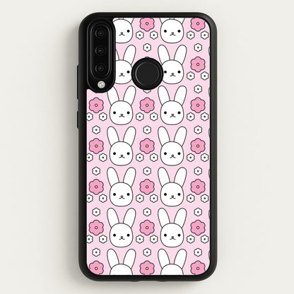 Bunnies And Flowers Pattern  - Easter Phone Case for Huawei P30 Lite