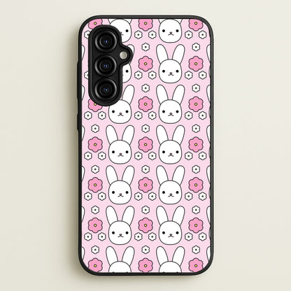 Bunnies And Flowers Pattern  - Easter Phone Case for Galaxy A54