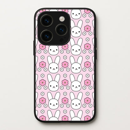 Bunnies And Flowers Pattern  - Easter Phone Case for iPhone 15 Pro