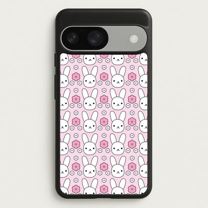Bunnies And Flowers Pattern  - Easter Phone Case for Google Pixel 9 / 9 Pro