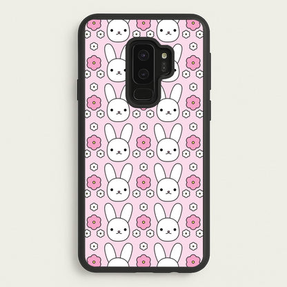 Bunnies And Flowers Pattern  - Easter Phone Case for Galaxy S9 Plus