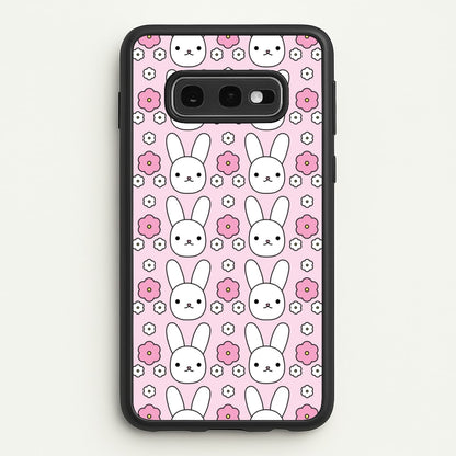 Bunnies And Flowers Pattern  - Easter Phone Case for Galaxy S10e