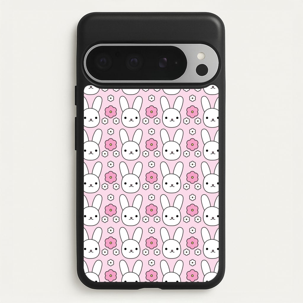 Bunnies And Flowers Pattern  - Easter Phone Case for Google Pixel 9 Pro XL