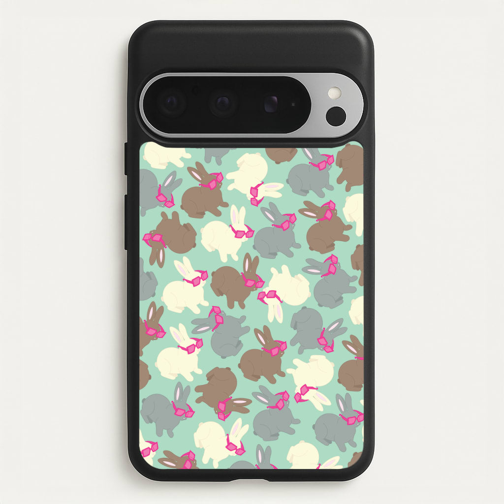 Bunny With Glasses Pattern  - Easter Phone Case for Google Pixel 9 Pro XL