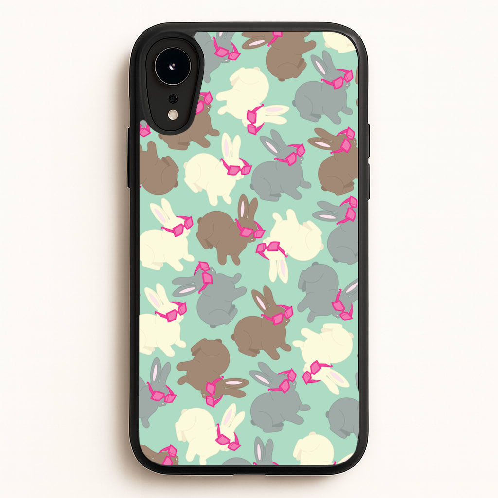 Bunny With Glasses Pattern  - Easter Phone Case for iPhone XR