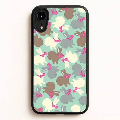 Bunny With Glasses Pattern  - Easter Phone Case for iPhone XR