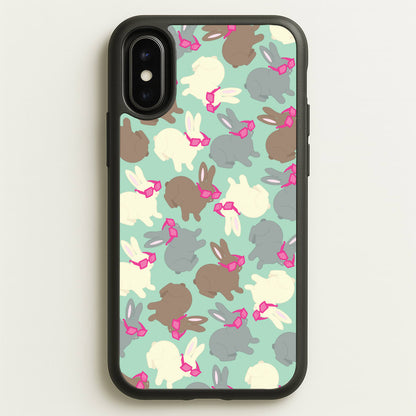 Bunny With Glasses Pattern  - Easter Phone Case for iPhone X / XS