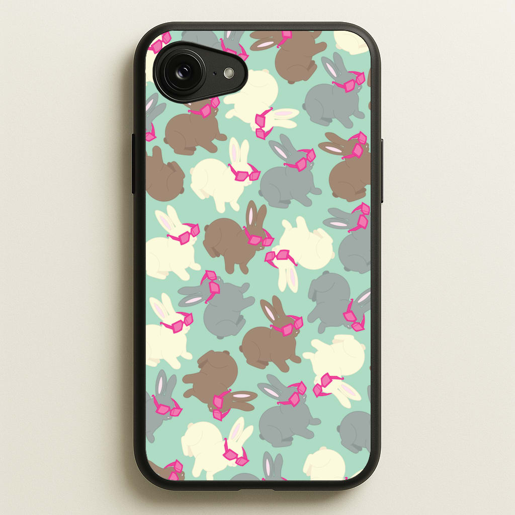 Bunny With Glasses Pattern  - Easter Phone Case for iPhone 16e