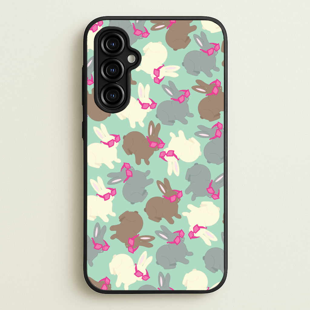 Bunny With Glasses Pattern  - Easter Phone Case for Galaxy A54