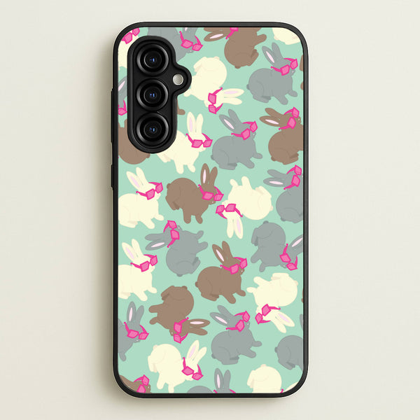 Bunny With Glasses Pattern  - Easter Phone Case for Galaxy A54