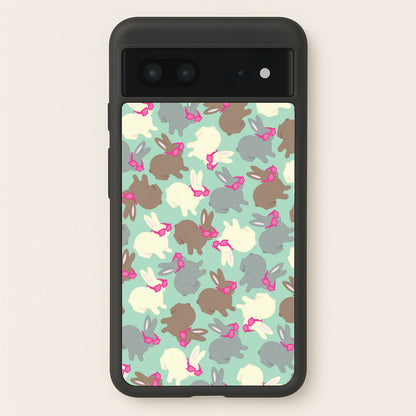 Bunny With Glasses Pattern  - Easter Phone Case for Google Pixel 7