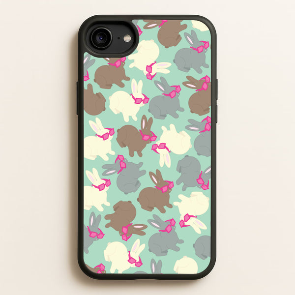 Bunny With Glasses Pattern  - Easter Phone Case for iPhone 6 / 7 / 8 / SE