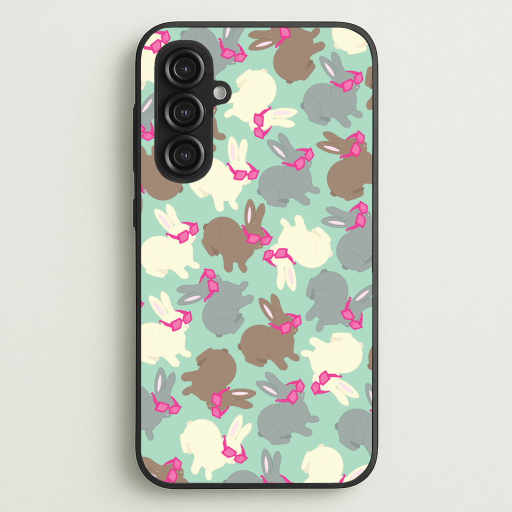 Bunny With Glasses Pattern  - Easter Phone Case for Galaxy S23FE