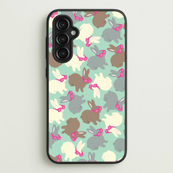Bunny With Glasses Pattern  - Easter Phone Case for Galaxy A14