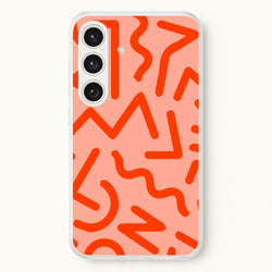 Red Abstract - Eighties  - Eighties Phone Case for Galaxy S25 Plus