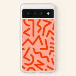 Red Abstract - Eighties  - Eighties Phone Case for Google Pixel 7 Pro