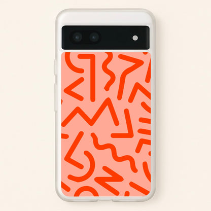Red Abstract - Eighties  - Eighties Phone Case for Google Pixel 7a