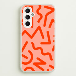 Red Abstract - Eighties  - Eighties Phone Case for Galaxy A14