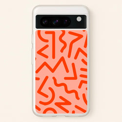 Red Abstract - Eighties  - Eighties Phone Case for Google Pixel 8 Pro