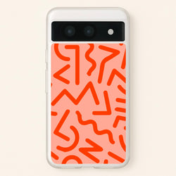 Red Abstract - Eighties  - Eighties Phone Case for Google Pixel 8a